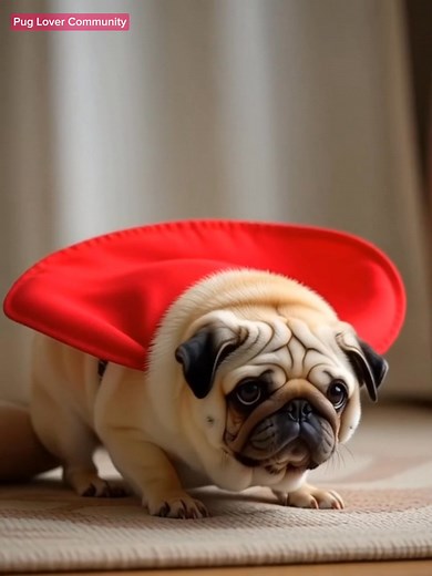 2.8K views · 96 reactions | Tiny Super Pug Takes Flight (Well… Almost!) ❤️ #SuperPug #PugHero #FunnyPug #PugLife #CuteDogVideo #PugAdventures #DogComedy #PugMoments #PetReels #DogLovers #PuppyVibes #EpicFailCute #TinyHero #ViralPug #FurryStar | Pug Lover Community | Facebook