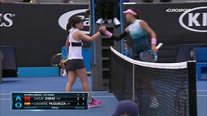 38K views · 475 reactions | Garbiñe Muguruza gets the opening round win over Zheng at the Australian Open! Full Highlights ⬇️ (Via Eurosport Player) | WTA | Facebook