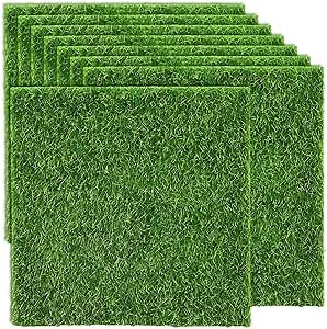Shindel 8 Pack Fake Grass for Crafts, 12" x 12" Artificial Grass Mats Fake Grass for Mini Garden for Yards Patios Balconies