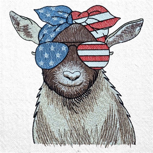 Patriotic Goat Embroidery for Fourth of July Decor Instant Download Pes - Etsy