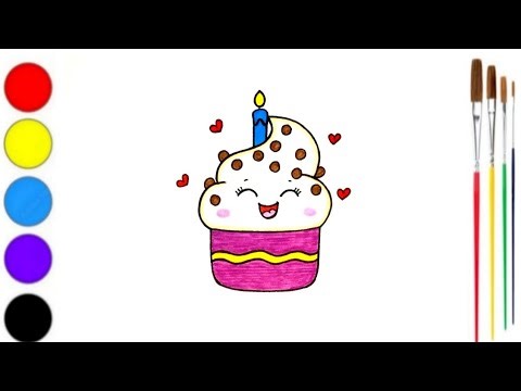 Cupcake Drawing For Kids | How To Draw Cupcake Step By Step | Cupcake Drawing Colouring & Painting