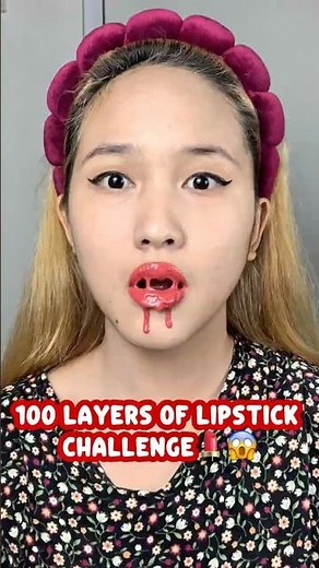 100 Layers Of Lipstick Challenge💄😱 #shorts #makeup #funny