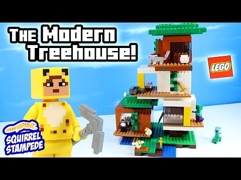LEGO Minecraft The Modern Treehouse Speed Build with Charged Creeper