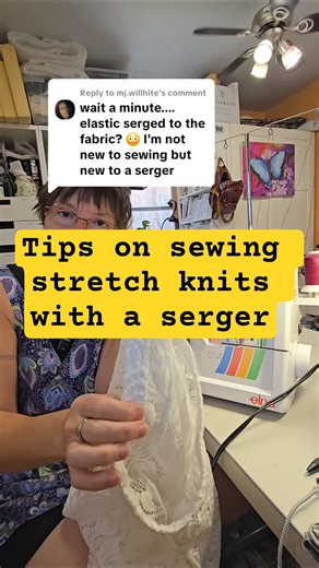 Tips on sewing stretch knits with a serger machine. #learntosew #serger #sewingtips