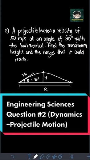 Engineering Sciences Question #2 #enginerdmath #engineering #sciences #math #learnontiktok #dynamics #projectilemotion #mechanics #foryou #physics