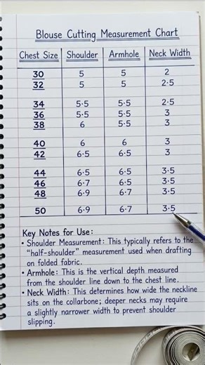 blouse measurement chart