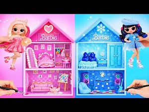 We Build Pink vs Blue Doll House for Barbie | DIY Dollhouse Mini World