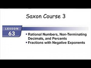 Saxon Math Course 3 Lesson 63
