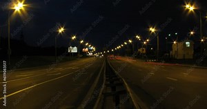 Car traffic on road at night in downtown timelapse hyperlapse work fast forward traffic rush hour background motion 4k HD