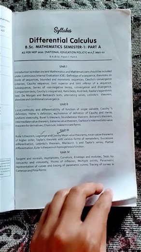 “BSc 1st Sem Differential Calculus Part A – Must‑Know Topics for Exam Prep”#BSc1stSem📚👈