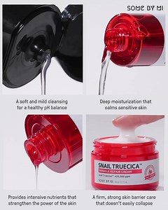 Discover powerful skin strength from these formula🤗 4 types of Snail Truecica Line will make your skin firm and healthy🍃 Snail Truecica Gel Cleanser A soft and mild cleansing for a healthy pH balance Snail Truecica Toner Deep moisturization that calms sensitive skin Snail Truecica Serum Provides intensive nutrients that strengthen the power of the skin Snail Truecica Cream A firm, strong skin barrier care that doesn’t easily collapse Bouncy and mild, dense~ but refreshing! Which texture do you