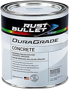 RUST BULLET DuraGrade Concrete - Jet Black - 1 Quart - High-Performance, Easy-To-Apply Concrete Paint for Garages, Basements, Porches & Patios, No Etching Needed - Amazon.com