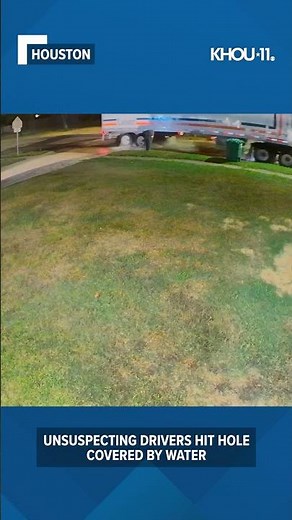 Watch and listen as unsuspecting drivers hit hole covered by water #shorts
