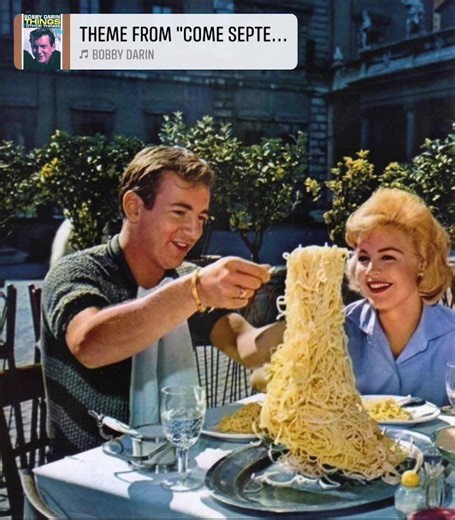 It’s World Pasta Day! 🍝❤️ Bobby and Sandy in Rome on a publicity date in 1960. They were in Italy filming “Come September”, and of course, falling in love! ❤️ #SandraDee #BobbyDarin #ComeSeptember | Sandra Dee