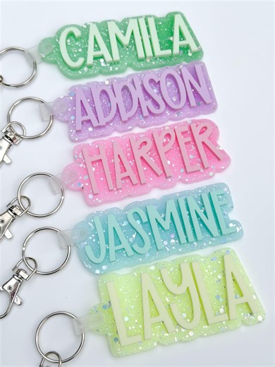 Name Keychain, Backpack Name Tag, Personalized Keychain, Bag Charms and Keychains, Custom Keychain, Custom Name Keychain, Acrylic Keychain - Etsy