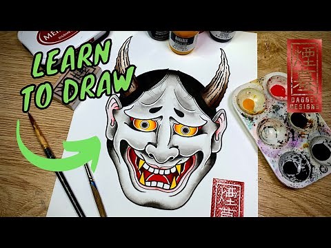 The BEST way to draw a Hannya mask (Traditional Japanese tattoo)