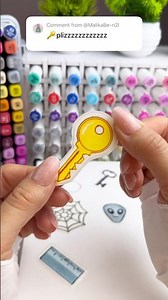 Cute Key Sticker Tutorial 🔑💛 #art #diy #emoji #craft #sticker #cuteart #decostickers #shorts