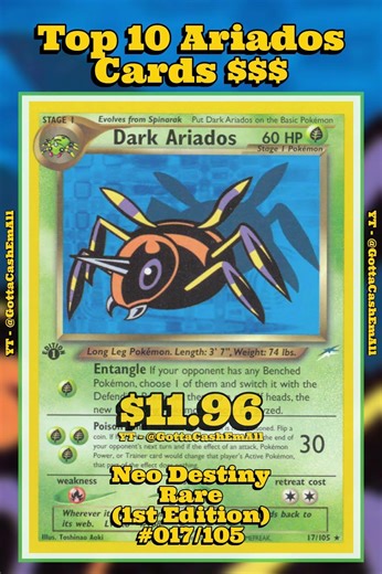 Top 10 RAREST Ariados Pokémon Cards 🕷️✨ #pokemon #pokemoncards #pokemontcg #pokémon #top10 #tcg