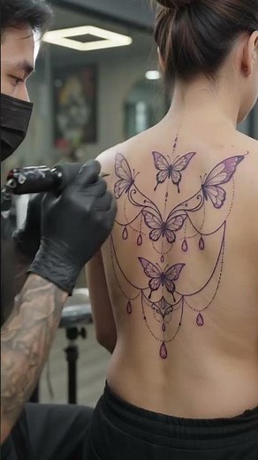 ornamental butterfly back tattoo #tattoo #tattooartist #tattooideas #tattoolover