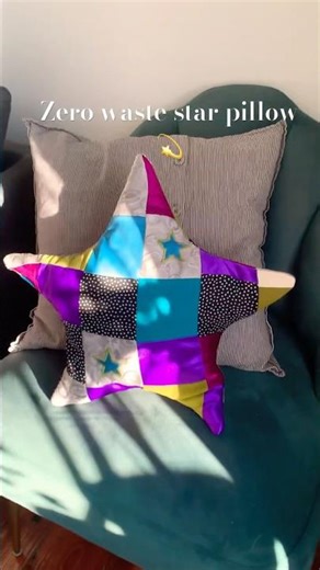 Zero-waste star-shaped pillow of my dreams 🥹🥹 // cred to Sew4Home for the free pattern!