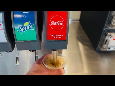 Coke! Pouring Coca-Cola Drink Refill at Soda Fountain Machine | McDonald’s, Alhambra, California USA