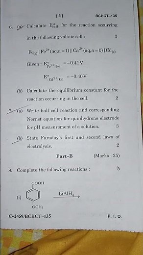IGNOU question paper code BCHCT -135 dec,2024 / Bchct135 Question paper