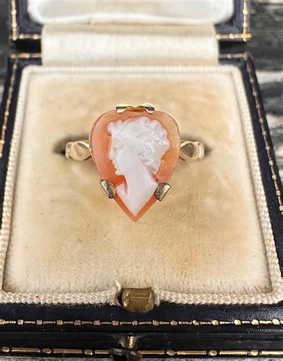 Vintage 9ct Gold Heart Shape Cameo Ring - Etsy