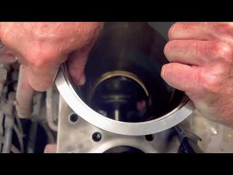 Cummins ISX15 Piston and Liner Installation after block professionally counterbored to .020.