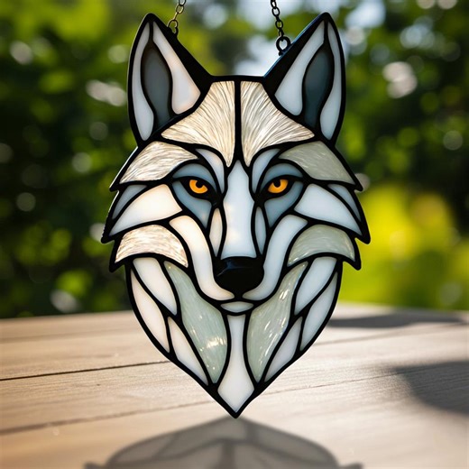 Wolf Stained Glass Pattern - Suncatcher, DIY Craft Ornament (svg Png Pdf) - Etsy