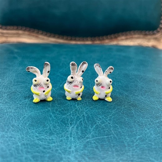 Miniature Standing Bunny Totem Figurine, Polymer Clay Rabbit Sculpture - Etsy