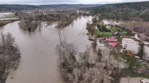 Drone video shows damage from flooding in Washington state