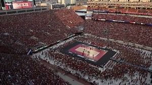 A massive crowd fills the University of Nebraska stadium to cheer on the women's volleyball team. The 92,003 people in the crowd set a new world record for the most attended women's sporting event. | Inside Edition