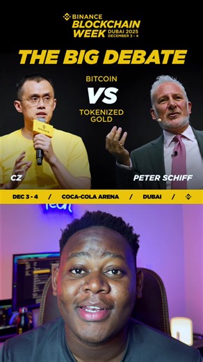 Actually looking forward to this one. After years of back and forth on Twitter, CZ and Peter Schiff are finally debating live on stage. The context is ironic: Schiff (the biggest BTC skeptic) is now launching a tokenized gold project on the blockchain. CZ called it a