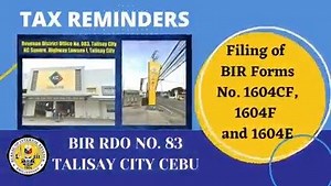 TAX REMINDER on the Filing of BIR Forms No. 1604C, 1604F and 1604E Revenue Memorandum Circular (RMC) No. 18-2021 dated January 27, 2021 was issued to clarify the issues and concerns on the filing of Annual Information Returns on Income Taxes Withheld, viz: 🔷 BIR Form No. 1604C - Annual Information Return of Income Taxes Withheld on Compensation 🔷 1604F - Annual Information Return of Income Payments Subjected to Final Withholding Taxes, and 🔷 1604E - Annual Information Return of Creditable Inc