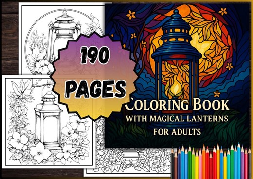 Coloring Book With Magical Lanterns for Adults – 190 PDF Pages - Etsy
