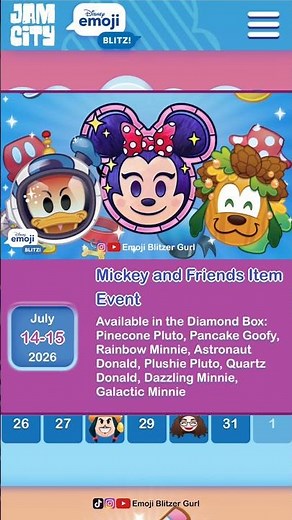 July 2026 Disney Emoji Blitz Events