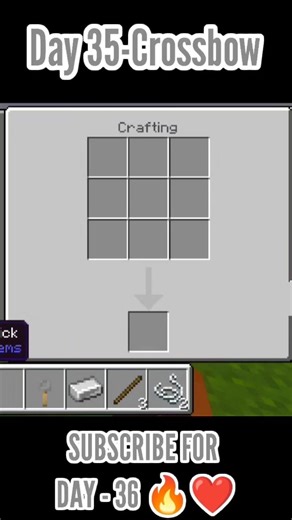 Minecraft Crafting | Day 35 – Crossbow 🏹 #minecraft #mcpe #shorts