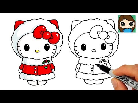 How to Draw Hello Kitty Christmas Easy