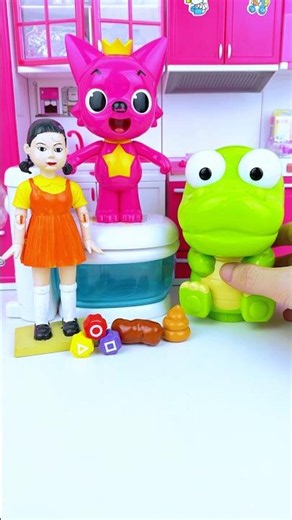 asmr toy unboxing pororo & pinkfong potty training toilet set toy | satisfying toy sounds #squidgame