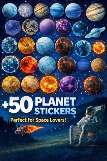 Planet Stickers Pack +50 PNG , Solar System , Space and Galaxy Clipart. Printable Digital Download. - Etsy