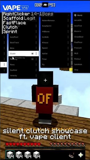 silent clutch module on vape client #minecraft #hypixel #bedwars