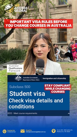 📘✨ 𝐒𝐓𝐔𝐃𝐄𝐍𝐓𝐒 𝐈𝐍 𝐀𝐔𝐒𝐓𝐑𝐀𝐋𝐈𝐀: 𝐂𝐇𝐀𝐍𝐆𝐄 𝐂𝐎𝐔𝐑𝐒𝐄 𝐁𝐔𝐓 𝐒𝐓𝐀𝐘 𝐂𝐎𝐌𝐏𝐋𝐈𝐀𝐍𝐓! 🇦🇺 Thinking about changing your course or provider? 𝐇𝐞𝐫𝐞’𝐬 𝐰𝐡𝐚𝐭 𝐲𝐨𝐮 𝐧𝐞𝐞𝐝 𝐭𝐨 𝐤𝐧𝐨𝐰 👇 🎓 1️⃣ 𝐒𝐚𝐦𝐞 𝐨𝐫 𝐇𝐢𝐠𝐡𝐞𝐫 𝐀𝐐𝐅 𝐋𝐞𝐯𝐞𝐥 If you’re changing courses, the new course must be at the same or higher Australian Qualifications Framework (AQF) level as your current one. 🕒 2️⃣ 𝐌𝐚𝐢𝐧𝐭𝐚𝐢𝐧 𝐀𝐭𝐭𝐞𝐧𝐝𝐚𝐧𝐜𝐞 & 𝐏𝐫𝐨𝐠𝐫𝐞𝐬𝐬 Your visa is subject to Co