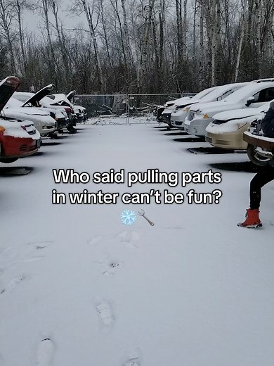 Pull your own parts 7 days a week at Kenny U-Pull — rain or shine ❄️ #autorecycling #carcomunity#kennyupull #cartok #scrapyardlifestyle #usedcarparts