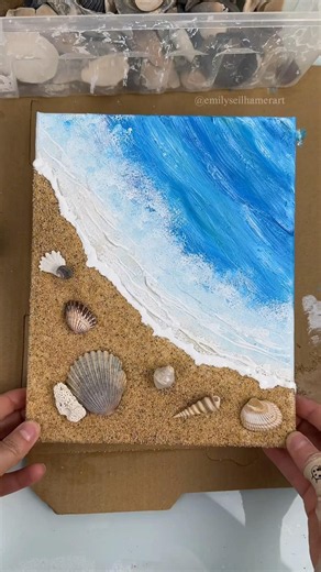 Beach on a canvas painting tutorial! #diyideas #BeachVibes #artsandcrafts #summer #paintingideas