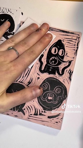 Block printing! Adventure time characters! What should i try next?! #blockprint #fyp #artistsoftiktok #art #blockprint #adventuretime #adventuretimeart