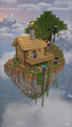 Ultimate Floating Cliff House Build in Minecraft | Insane Survival Transformation ⛏️🏔️ #ai #viral