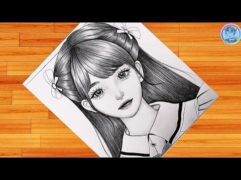 How to draw a Realistic Sketch of a Beautiful Girl Cute || Cute girl with beautiful hairstyle