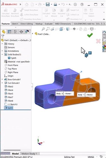 Split Bodies in SolidWorks | Multi-Body Tip #shorts