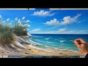 Easy Beach Acrylic Painting Tutorial | Relaxing Seascape Art for Beginners