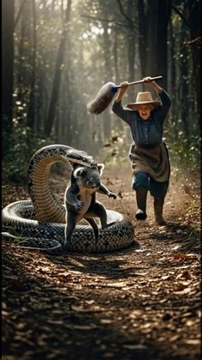 Heroic Grandma Saves a Koala from a Giant Snake